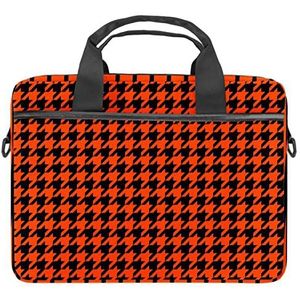 Oranje Houndstooth Laptop Schouder Messenger Bag Crossbody Aktetas Messenger Sleeve voor 13 13.3 14.5 Inch Laptop Tablet Beschermen Tote Bag Case, Meerkleurig, 11x14.5x1.2in /28x36.8x3 cm