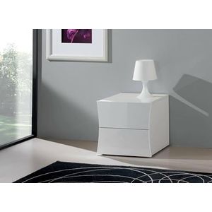 Dmora Nachtkastje Pietro, nachtkastje met 2 laden, slaapkamermeubel, 100% Made in Italy, 50 x 40 x H 41 cm, wit glanzend, wit glanzend
