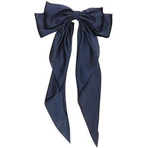 Bruiloft chiffon lint grote lange haarspeldjes strik paardenstaart clip strik haarspeld (marineblauw)