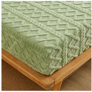 MZSKLW Fluwelen hoeslaken, zachte dikte bedlaken, sprei, melkfluwelen matras, beschermhoes, pluche, isolerende sprei voor de winter, zachte ademende lakens (1, groen, E, 200 x 220 cm)