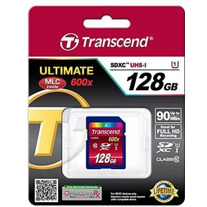 Transcend TS128GSDXC10U1 Class 10 Ultimate-Speed SDXC 128GB geheugenkaart (UHS-1, 600x)
