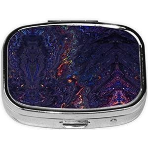 Abstracte Textuur Vloeibare Print Pil Doos Draagbare 2 Compartimenten Metalen Pil Case Pil Organizer voor Opslag Vitaminen Visolie Medicatie