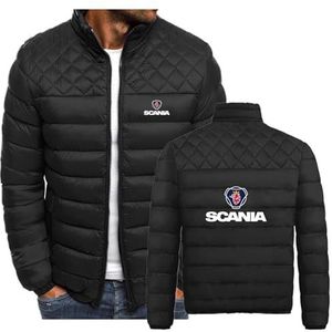 Herenjassen voor SCANIA Lichtgewicht winter geïsoleerde opvouwbare katoenen jas Volledige ritssluiting Warme korte gewatteerde bovenkleding voor heren,Black-L