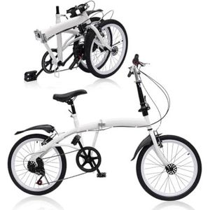 WOLEGM Vouwfiets, 20 inch, vouwfiets met 6 versnellingen, voor dames en heren, volwassenen, geschikt vanaf 140 cm - 190 cm, voor sport, outdoor, fietsen, pendelen