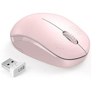 Draagbare Mini Usb Muis, stille Draadloze Muis Computer Muis 2.4ghz 1600 Dpi Ergonomische Geruisloze Mause voor Laptop Pc (Roze)