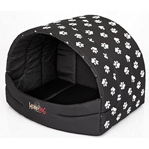 Hobbydog Prompter hondenbed, maat 4, zwart met poten print