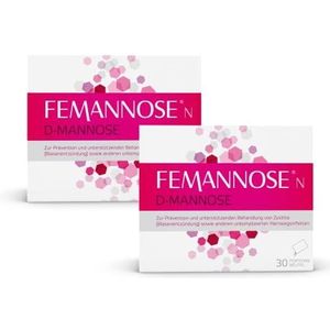 Femannose N – D-Mannose Granulat zur Prävention & unterstützenden Behandlung von Blasenentzündung sowie anderen unkomplizierten Harnwegsinfekten I Antibiotikafrei I ab 14 Jahren I 2x 30 Portionsbeutel