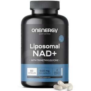 OnEnergy Liposomale NAD+ 500 mg - Met Trimethylglycine - Veelzijdige Co-enzym - 60 Capsules - Regeneratie en Energieboost - Voor en na de Training - Lichaamsondersteuning - Voor Fysiek Actieve Mensen