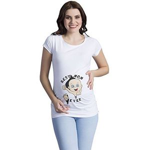 Best Mom Ever - Grappige grappige schattige zwangerschapsmode met motief zwangerschapsshirt voor de zwangerschap T-shirt zwangerschapsshirt, korte mouwen, wit, L
