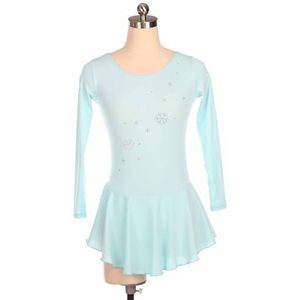 UPPJPBSW Meisjesschaatsjurk Met Sneeuwvlokrhinestones, Lange Mouwen, Schaatscompetitiejurk Voor Beoordelingsexamens, Ritmische Gymnastiek Voor Vrouwen,Light blue,3XL