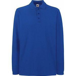 Fruit of The Loom Premium poloshirt met lange mouwen - Heren Smart/Casual top - Koningsblauw (M)