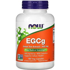 Now Foods, EGCg 400 mg, extract van groene thee, 180 capsules, glutenvrij, vegetarisch/veganistisch