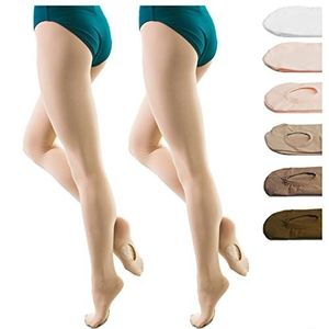 DANCEYOU 2 Paar Ballet Maillot Dans Kousen Balletpanty Danslegging voor Meisjes, Kinderen en Vrouwen Omkeerbare huidskleur M