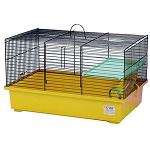 Decorwelt Hamsterstokken, geel, buitenmaten, 49 x 32,5 x 29 cm, knaagkooi, hamster, plastic kleine dieren, kooi met accessoires