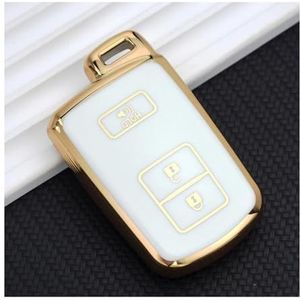 TPU Autosleutelhoes Tas Houder Shell Voor Toyota Voor Camry RAV4 Voor Avalon Voor Auris 2 3 4 Knoppen Sleutelloze Houder Beschermer Autosleutelhoesje(E - White)