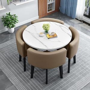 XIANGLV Eettafelset voor 4 vergaderzalen tafel ronde tafel en stoelen eetkamer tafel set voor 4 kleine ronde eettafel ronde keukentafel cirkel keukentafel (A6,80x80x75cm)