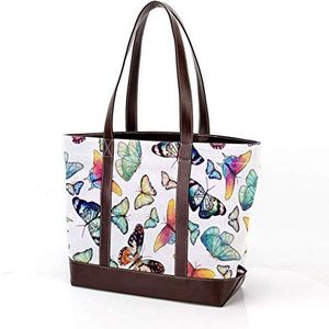 Laptop Draagtas met Aquarel Cirkel Bloemen Print, Draagtassen Casual Canvas Business Werk Tote Tas Aktetas voor Computer School Office