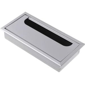 UYFRD Aluminiumlegering PC Bureau Rechthoek Draad Kabel Tule Kantoor Tafel Gat Cover Outlet Poort Met Zwarte Borstel (Zilver-80x275mm)