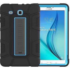 Compatibel Met Samsung Galaxy Tab E 9.6 ""T560 T561 Case Kinderen Veilig PC Silicon Hybrid Anti-val Shockproof stand Tablet Cover (Color : Black - Blue)
