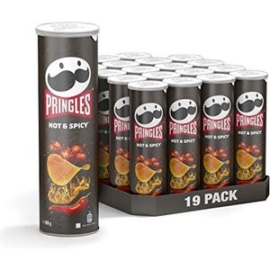 Pringles Hot & Spicy | Scherpe chips | 19 stuks voorraadverpakking (19 x 185 g)