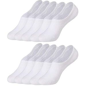 Falechay 10 Paar Sneakersokken Dames Onzichtbaar Heren Sokken Wit 47-50