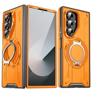 HAMEXLN Magnetische hoes voor Samsung Galaxy Z Fold 7, militaire kwaliteit schokbestendige beschermhoes met kickstand, draadloos opladen, oranje, Z Fold 7