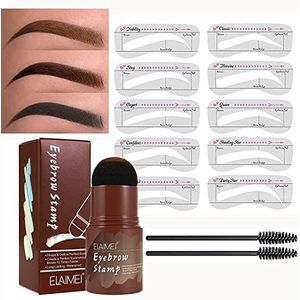 Wenkbrauwstempel, waterdicht, herbruikbare make-up, wenkbrauwpoeder, sjablonen, wenkbrauwstift, penseelset, 1 stap, 10 wenkbrauwsjablonen, stempel