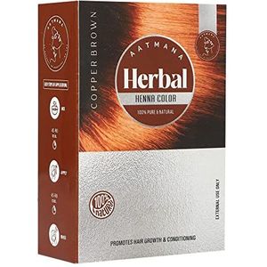 AATMANA Kruidenkleurige koperbruine henna-haarkleur met goedheid van 9 kruiden | Koperbruine henna Mehndi voor haar, maak het haar zacht en glanzend Natuurlijke haarkleur voor mannen en vrouwen 100 g