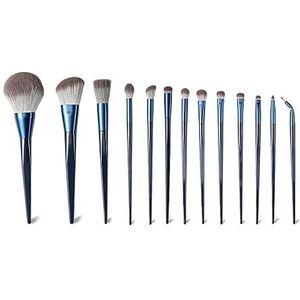 MQPALZKD Zacht haar 14-delige blauwe make-upborstels Set Beauty Tools Losse poederborstel Blush Brush