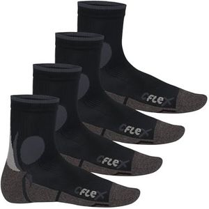 CFLEX Functionele hardloopsokken voor dames en heren (4 paar) hardloopsokken, zwart/grijs, 39-42 EU