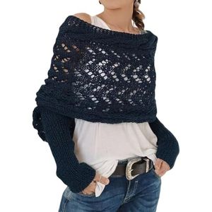 LIUYUYOUGO Poncho Dames,Warme Gebreide Sjaal Met Mouwen Voor Vrouwen Multifunctionele Kabel Gebreide Sjaal Wikkel Zachte Gezellige Poncho Cape Voor Herfst En Winter Stijlvolle Nek Sjaal Dames Stola