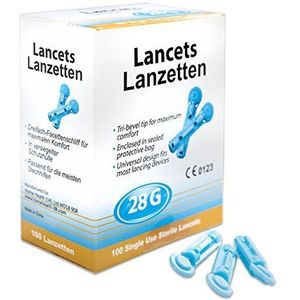 300 bloedlancetten maat 28G compatibel o.a. voor steekhulp van Beurer, Medisana, Accu Chek, SD