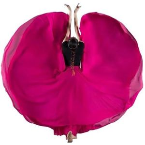 Flamencorok for vrouwen, 720 graden, volle cirkelvormige swingrok, Spaans danskostuum, volwassen, vloeiende, geplooide gelaagde rok for optredens, Halloweenfeest, rode krijtthema-outfit(Pinkish purple