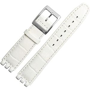 leer vervangingsbanden, horloges Polsband for mannen en vrouwen, 17 mm 19 mm echt kalfsleer polsband for Swatch horlogeband heren dames (kleur: rood, maat: 19 mm) (Size : Wit)