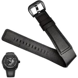 honyeuk Zwarte koeienhuid lederen horlogeband voor Dietrich OTC-AO1 OT-3 bandarmband Stomata-polshorloges(Black Yellow Black)