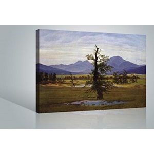 1art1 Caspar David Friedrich Poster Kunstdruk Op Canvas The Lone Tree, 1822 Muurschildering Print XXL Op Brancard | Afbeelding Affiche 120x80 cm