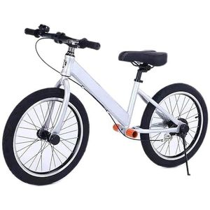 Loopfiets, ergonomisch ontworpen gestoffeerde zitting, grote loopfiets zonder pedaal, met rem /18 inch luchtbanden/voetsteun (kleur: zilver)