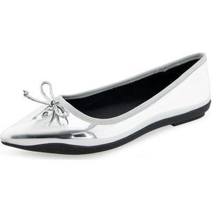 Aerosoles Dumas ballerina's voor dames, Zilverkleurig spiegelend metallic polyurethaan, 41 EU