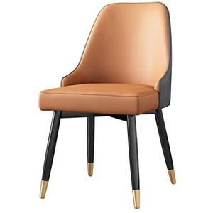 GEIRONV 1 stuks keuken eetkamer stoelen, waterdicht Pu Lederen accentstoelen met metalen poten appartement woonkamer zijstoel Eetstoelen (Color : Orange)