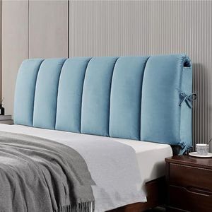 HHDOMLTH Hoes voor tweepersoons/eenpersoonshoofdeinde, fluwelen gevoerde hoes voor hoofdeinde voor bed, moderne elastische hoofdhoes, rekbaar, stofdicht, voor slaapkamerdecoratie (blauw, 210 cm)