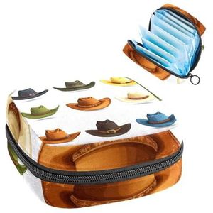 Opbergtas voor maandverband, westerse cowboyhoed, set draagbare maandverband, inlegkruisjes, tampons, maandverband, opberghouder voor vrouwen, school, kantoor