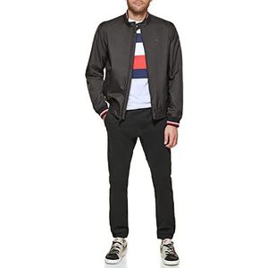 Tommy Hilfiger Lichtgewicht Varsity Rib Knit Bomber Jacket Shell, Zwart Poly, S
