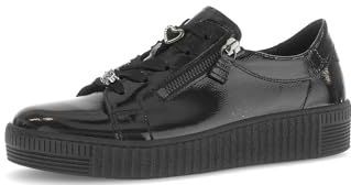 Gabor - Plateausneakers - Zwart - Vrijetijdsschoen - Veterschoen met Edele Siermotieven