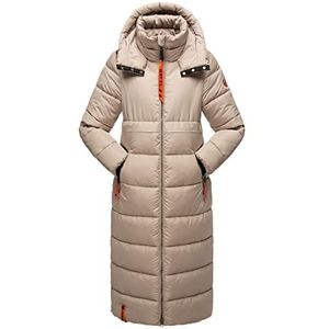 Navahoo Warme winterjas voor dames, met capuchon, kristalbloem, XS-XXL, taupe, XL