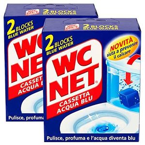 Wc Net - Wc-cassette blauw, vaste reiniger met antikalk-effect, 2 stuks x 2 verpakkingen