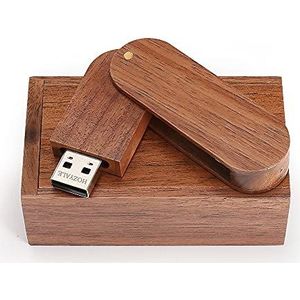 HOZYALE USB 2.0 Flash Drive Houten Geheugenstick USB Stick 32 GB Gegevensopslag Draaien Pendrive met Houten Doos