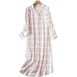 Womens Nightwear Women'S Flannel Nightgowns Button Down Nightshirt Mid-Long Style Sleepshirt Pajama Dress Nightshirt-Light Pink-M