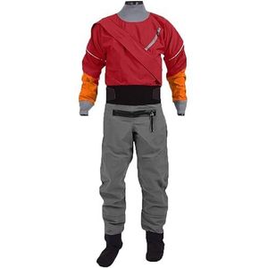 Droogpak Waterdicht En Ademend Heren Kajak Droogpak, Ritssluiting Aan De Voorkant Zeil Kajakuitrusting, Voor Peddelen, Vissen, Varen, Kanoën, Toeren, Zeilen,Red-XXL