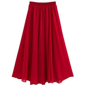 Gouden dienst vrouwen gestrekte taille Chiffon lange rokken Flowy rok