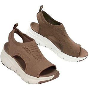 Orthopedische sportsandalen voor dames - sleehak sandalen voor dames Dressy,Super Comfy Sport Knit Sandalen Mesh Soft Sole Fashion damesschoenen